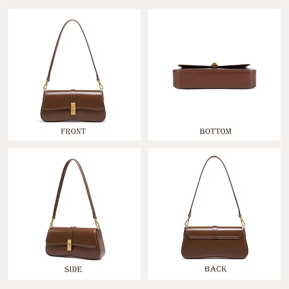 Shoulder Bag for Women, Genuine Leather Crossbody Bag Handbag with Removable Adjustable Straps | Shoulder Purse