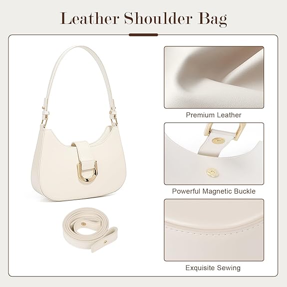 Genuine Leather Shoulder Bag, Purses for Women Women's Shoulder Handbags with Removable Straps | Shoulder Purse,