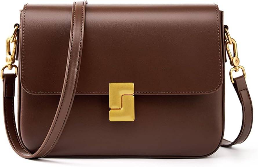 Leather Shoulder Bags for Women,  adjustable strap, detachable strap, travel purse, lightweight, metal feet