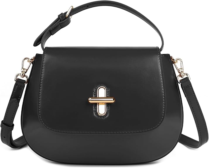 Leather Shoulder Bags for Women, Small Purse Structured Handbags Shoulder Bag with Removable Adjustable Straps Genuine Leather
