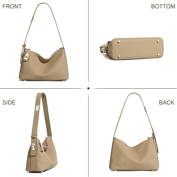 Leather Shoulder Bag for Women - Adjustable Slouchy Handbag with Secure Zip & Multi-Way Strap | Genuine Leather, Hobo Bag, Shoulder Bag
