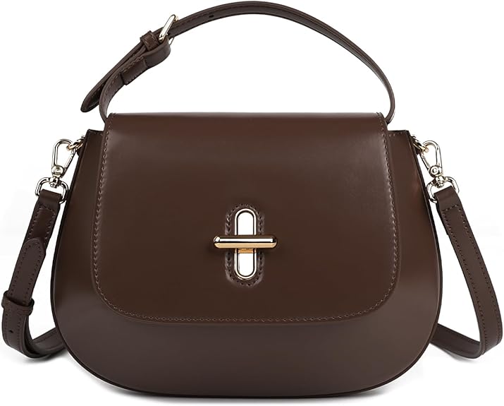 Leather Shoulder Bags for Women, Small Purse Structured Handbags Shoulder Bag with Removable Adjustable Straps Genuine Leather