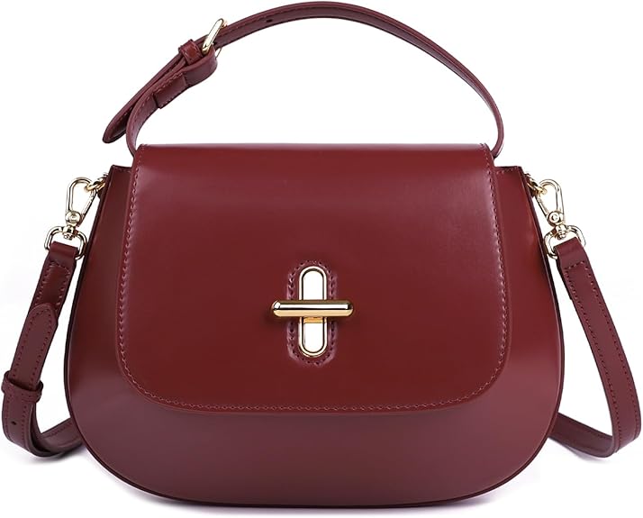 Leather Shoulder Bags for Women, Small Purse Structured Handbags Shoulder Bag with Removable Adjustable Straps Genuine Leather