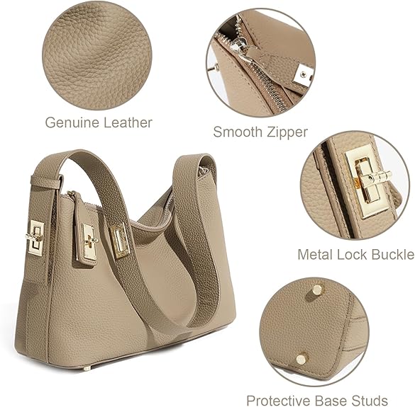 Leather Shoulder Bag for Women - Adjustable Slouchy Handbag with Secure Zip & Multi-Way Strap | Genuine Leather, Hobo Bag, Shoulder Bag